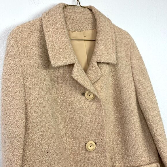 Vintage Betty Rose Tan Textured 3-Button Twee Teddy Coat M/L - Picture 2 of 4
